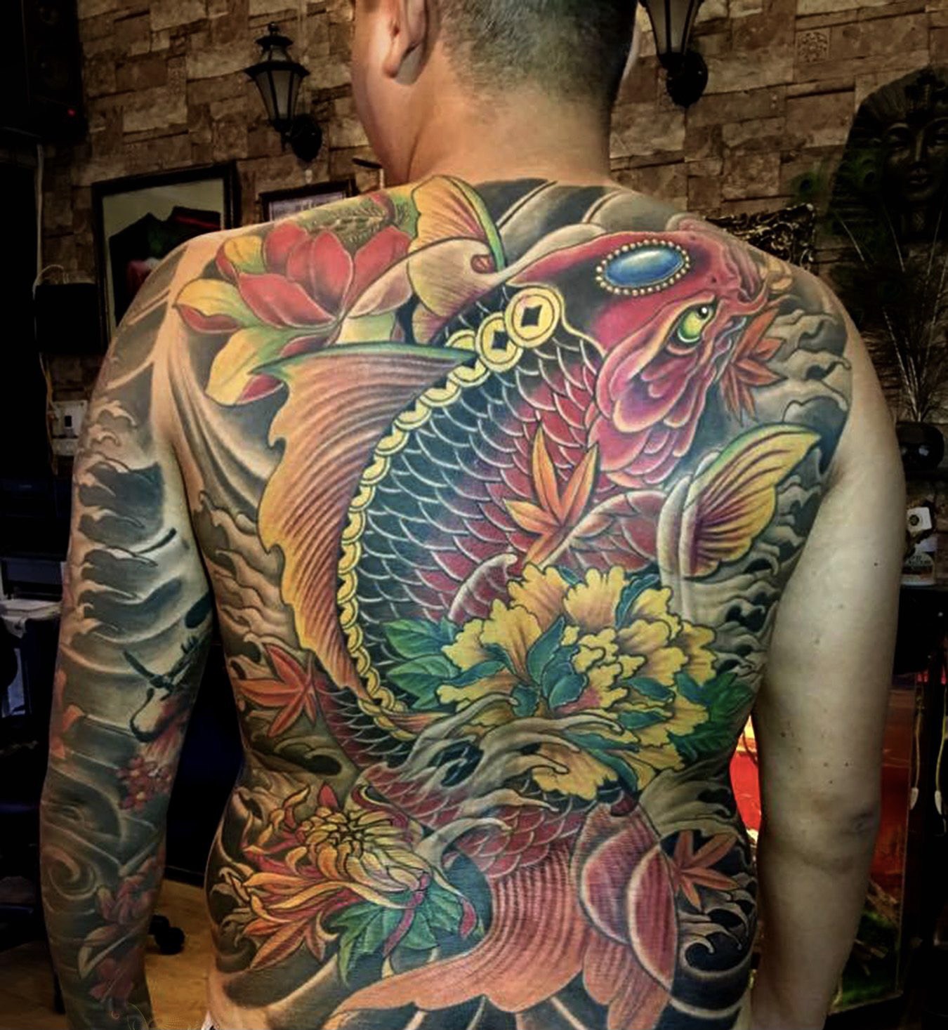 Hình xăm tâm linh tattoo cá chép hóa rồng thiêng liêng