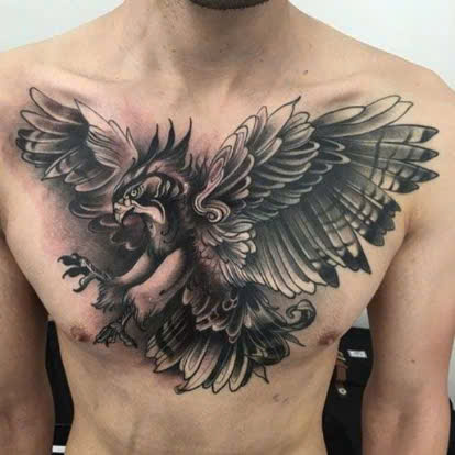 Tattoo full ngực nghệ thuật sáng tạo trên cơ thể